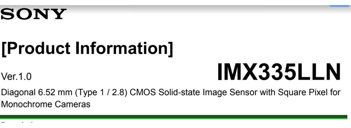 CMOS SONY IMX 335 описание 