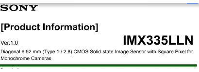 CMOS SONY IMX 335 описание 